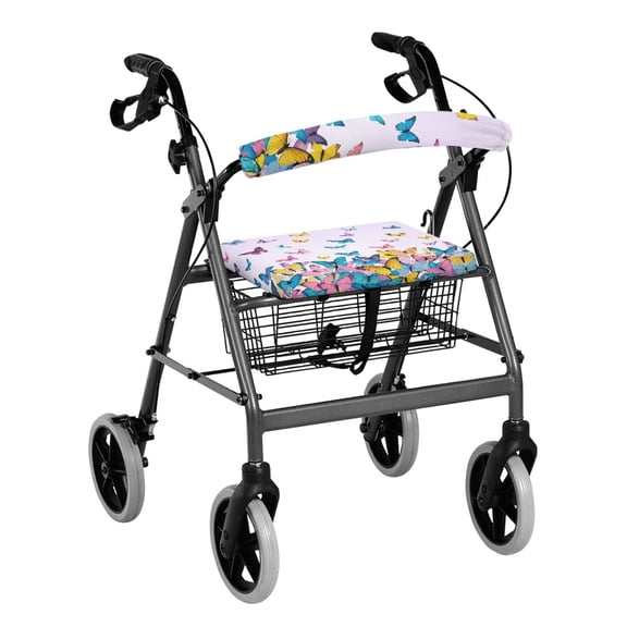HELLHERO Butterfly Washable Walker Seat Covers Outdoor for Women, Removable Breathable Breathable Fabric Accessories for Rollator Walkers
