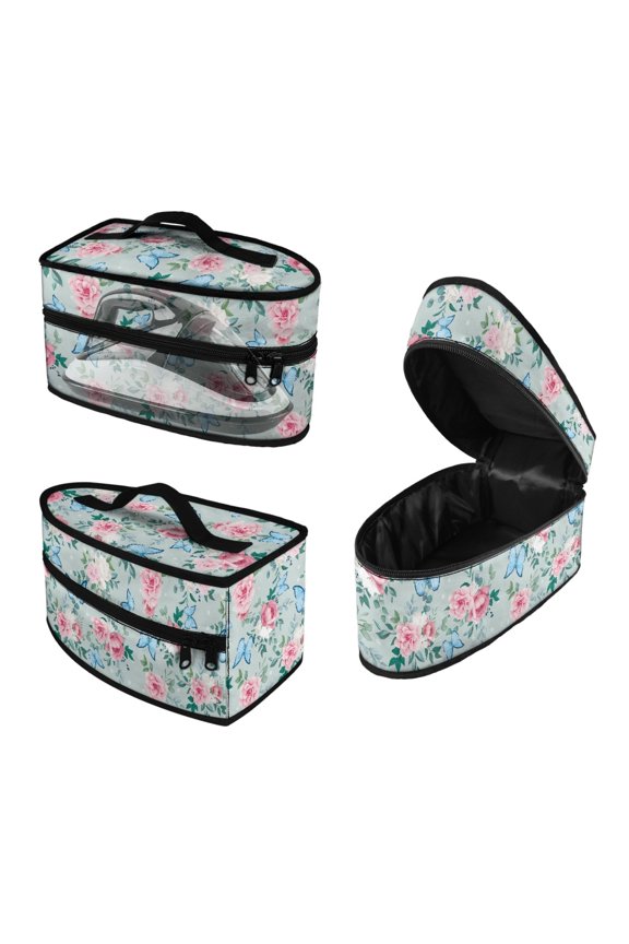 Butterfly Rose Lightweight Dustproof Travel Iron Organizer Polyester Zipper Handle Easy Storage Cleaning Gym, Case Only