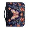 thumbnail image 1 of HELLHERO Butterfly Rose Pattern Church Bible Bag for Women, Top Handle Bible Covers with Large Capacity for Bible Study Prayer Christian Prayer, 1 of 12