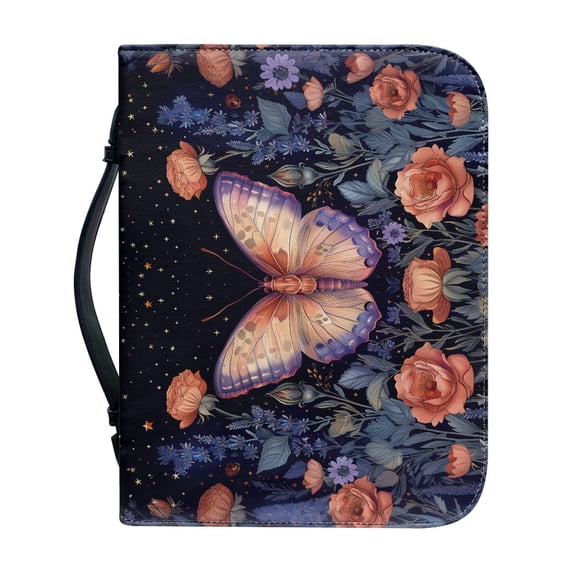 HELLHERO Butterfly Rose Pattern Church Bible Bag for Women, Top Handle Bible Covers with Large Capacity for Bible Study Prayer Christian Prayer