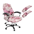 thumbnail image 1 of HELLHERO Butterfly Rose Print Office Chair Cover Set Anti Scratch, Office Chair Armrest Slipcover, Swivel Chairs Slipcovers for Pets, Home Decor, Pink, 1 of 6