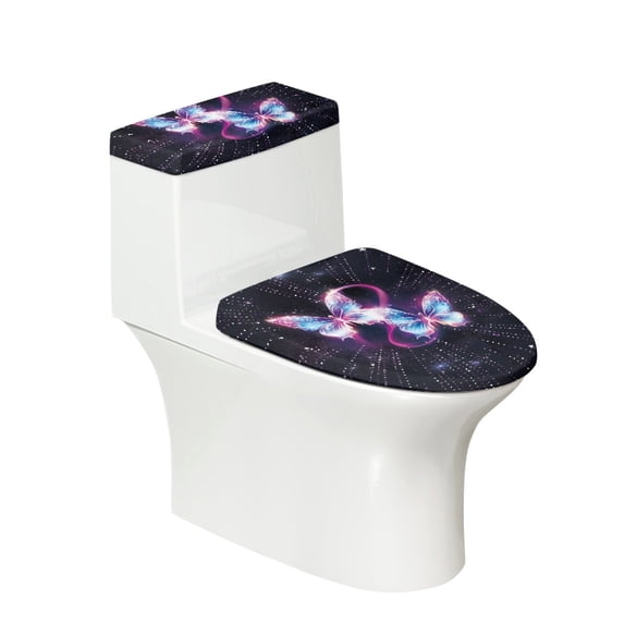 HELLHERO Butterfly Toilet Seat Covers Set & Toilet Covers Set with Fits All Toilet Shapes Polyester for Non-Slip, Stretch Fit
