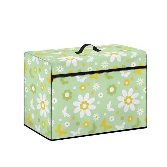 HELLHERO Butterfly and Daisy Pattern Sewing Machine Dustproof Cover with Handle Easy Storage Foldable for Long-Term Travel