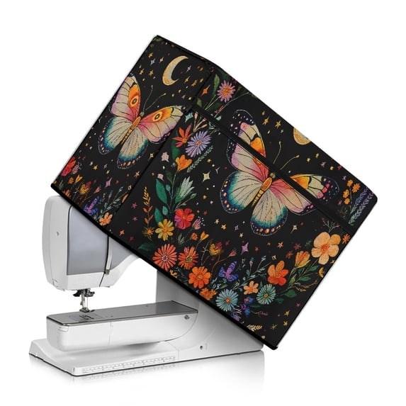 HELLHERO Butterfly and Moon Pattern Sewing Machine Cover Soft Protective Cover for Singer and Brother Sewing Machine