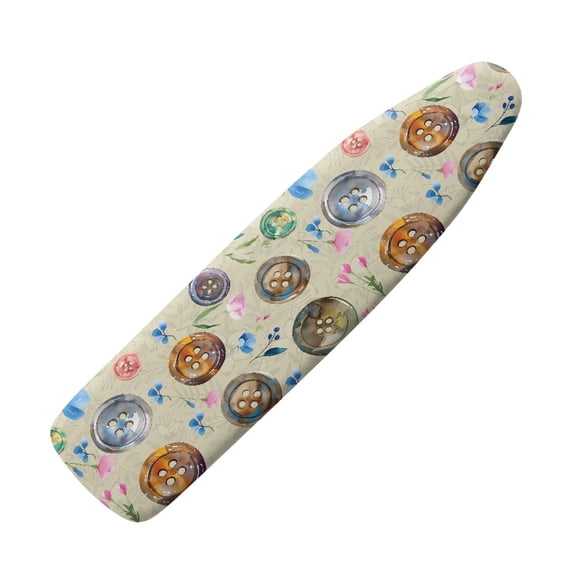 HELLHERO Button Flower Ironing Board Cover Standard Size 15x54, Thick Padding Elastic Edge Resist Scorching and Staining Heavy Duty Padded Iron Board Covers