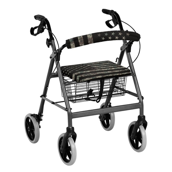 HELLHERO Camouflage American Flag Walker Seat Cover Waterproof and Non-Slip Walker Seat Cover Walker Backrest Cover