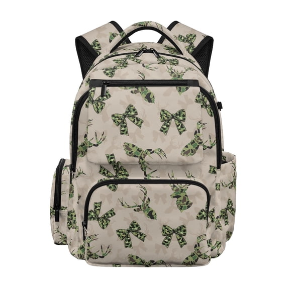 HELLHERO Camouflage Deer Bow Pattern Boys Backpack for School with Lightweight Ultra-Soft School Bag, Water Resistant 17 Inch Book Bag for Travel College