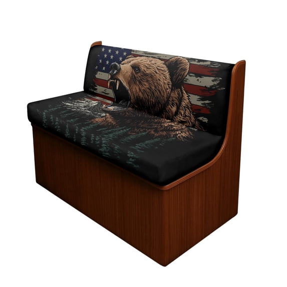 HELLHERO Camper Cushion Covers Stretch Soft, Compatible with Bench Seats Car Bench RV Dining Chair Seat Covers(Grizzly Bear American Flag)