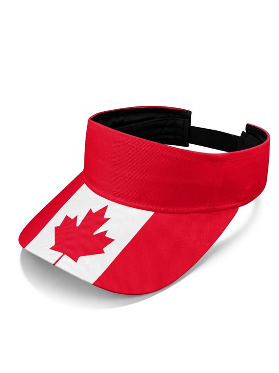 Canadian Flag Print Open Top Visor Cap for Men, Polyester Fabric UV Protected Comfortable Sun Visor Hat for Tennis Cycling Walking