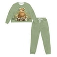 thumbnail image 1 of HELLHERO Capybara Daisy Printed Womens Pajama Sets Soft Sleepwear Long Sleeve Top and Pants Pjs Set Crewneck Loungewear with Pockets, L, 1 of 5