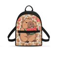 thumbnail image 1 of HELLHERO Capybara & Orange Pattern Mini Backpack with Zipper Closure Lightweight Small Backpack for Hangouts, Polyester Waterproof Handbag for Work, 1 of 8