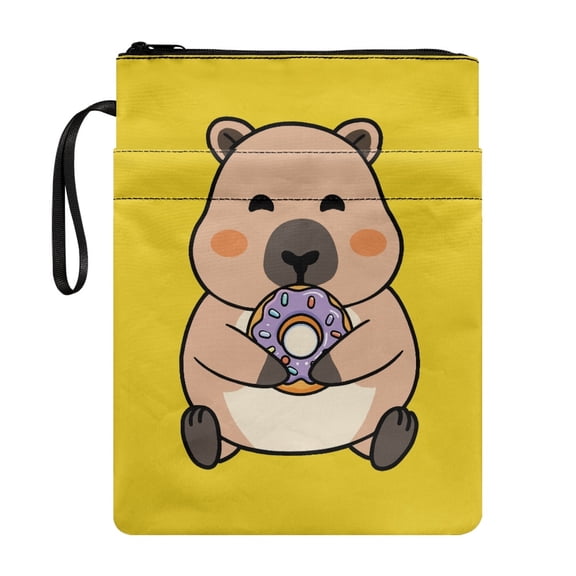 HELLHERO Capybara Pattern Book Lovers Gifts Polyester Paperback Book Cover for Mother 11.4 Inch X 8.66 Inch for Journal Book Protection