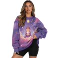 thumbnail image 1 of HELLHERO Capybara Star Print Women Sweater Long Sleeve, Comfy Oversized Sweatshirt with Pocket Casual Crewneck Pullover Tops Size L, 1 of 7