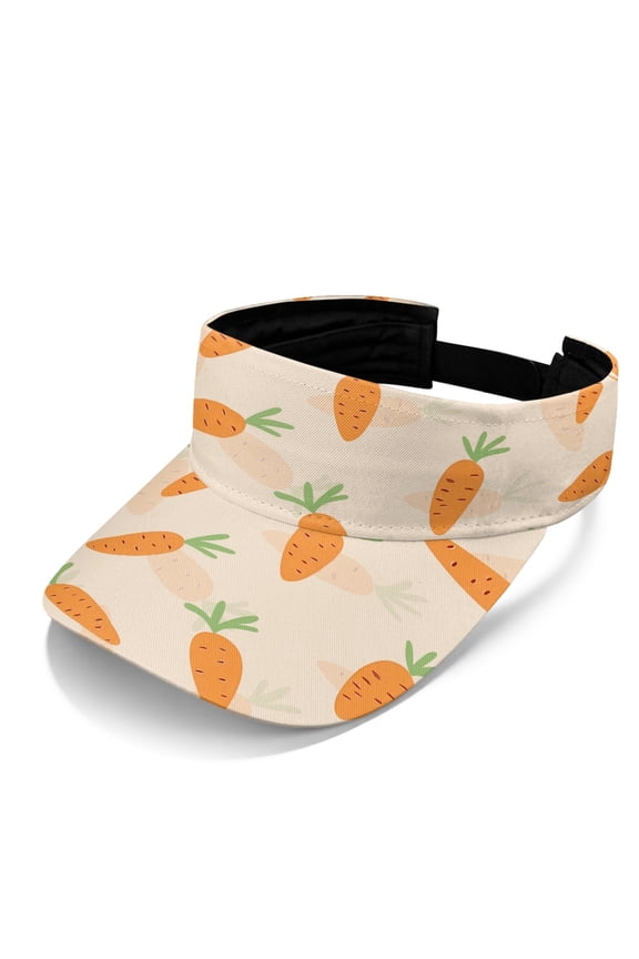 Carrot Print Sports Visor Hat for Women, Polyester Fabric Adjustable Comfortable Athletic Sun Visor for Hiking Travel Golf