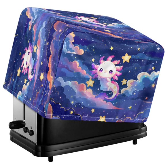 HELLHERO Cartoon Axolotl Print Toaster Cover Adjustable, 2 Slice Dustproof Bread Machine Cover, Universal Fit for Small Kitchen Appliances Protector
