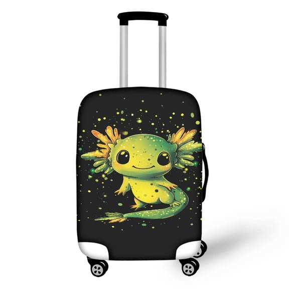 HELLHERO Cartoon Axolotl Yellow Green Dots Easy Disassembly Luggage Cover Polyester Spandex Easy Washing Luggage Suitcase Cover Anti-pollution Suitcase Protective Cover for Partner