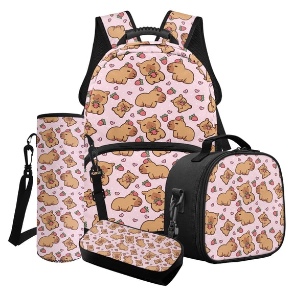 HELLHERO Corgi Print Backpack and Lunch Bag Set, Sea Print School Bag Knapsack with Pencil Case Handheld Big Capacity Bookbag Lunch Bag for Kindergarten Kids