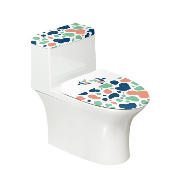 HELLHERO Cartoon Cows Color Block Toilet Cover U-Shaped Universal Machine Washable for Bathroom Home