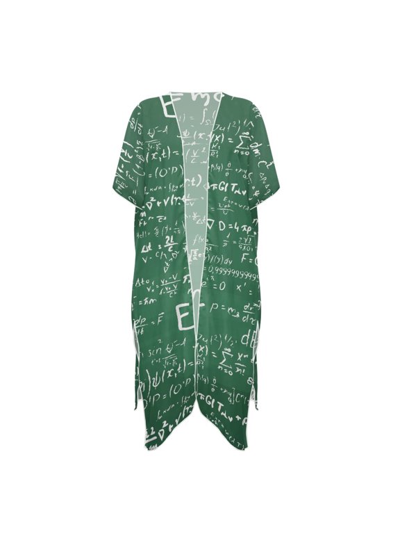 Casual Swimwear Coverup for Beach High Quality Fabrics Long Cardigan Bathing Suit Cover Up Math Formula Print