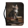thumbnail image 1 of HELLHERO Cat Book Pattern Bible Cover for Christian Prayer Church, Portable Bible Covers PU Leather Lightweight Church Bible Bag, 1 of 12