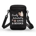 thumbnail image 1 of HELLHERO Cat & Book Pattern Design Polyester Sling Bag Adjustable Strap Travel 2 Zippers, 1 of 7