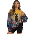 thumbnail image 1 of HELLHERO Cat Daisy Print Women Sweatshirt Trendy Long Sleeve Pullover Tops Warm Loose Crewneck Sweater with Pocket Size XXL, 1 of 7