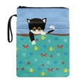 thumbnail image 1 of HELLHERO Cat Fishing Scene Polyester Fabric Zipper Pouch for Librarian Book Lovers Gift for Journals Planners Books Pocket, 1 of 8