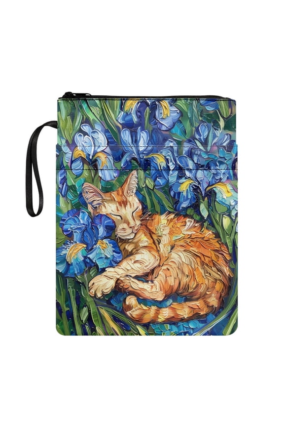 Cat Flower 1pcs Book Cover Sleeve Pouch with Washable Classic Carrying Book Case Easy Carry Book Case with Waterproof for Books Lovers Book Carrying Case