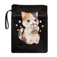 thumbnail image 1 of HELLHERO Cat Milk Tea Pattern Design Zipper Bag, 1pcs Polyester Washable Easy Carry Book Case for Travel, 11.42 x 8.66 Inch, 1 of 8