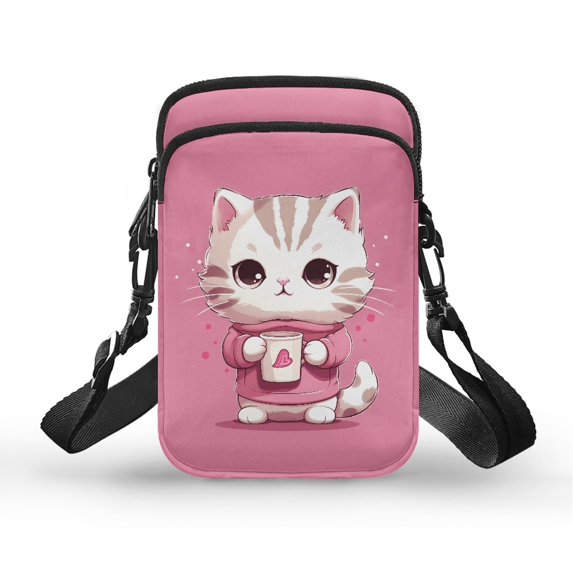 HELLHERO Cat Pattern Messenger Bag, Polyester Adjustable Shoulder Strap for Adult