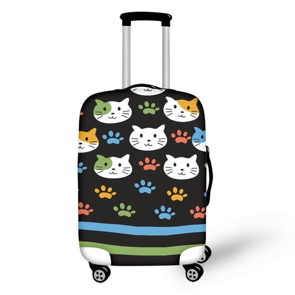 HELLHERO Cat Paw Print Design Anti Fade Luggage Cover for Kids, All Size Elastic Easy Washing Suitcase Guard