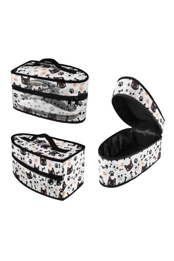 Cat Paw Print Pattern Steamer Oganizer Polyester Lightweight Iron Accessories Zipper Fits Outing, Bag Only