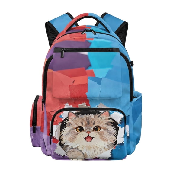 HELLHERO Cat Pop Art Multi Pockets School Bookbag with Lightweight Adjustable Shoulder Strap Laptop Backpack, traspirante 17 Inch Kids Backpack for Travel Back to School