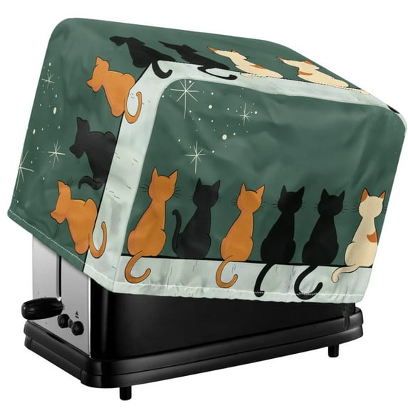 HELLHERO Cat Print Toaster Cover 4 Slice Universal, Anti Fingerprint Toaster Protector with Top Handle and Adjustable Drawstring, Oven Cover Durable