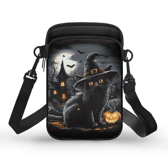 HELLHERO Cat Pumpkin Pattern Birthday Gift 2 Layers Underarm Shoulder Bag Stylish for Daily Commute or Casual Outings