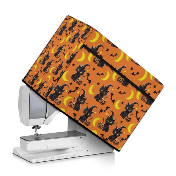 HELLHERO Cat Pumpkin Pattern Sewing Machine Cover for Extra Accessories Washable Home and Shop Sewing Equipment Protection