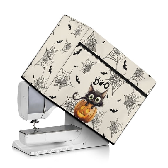 HELLHERO Cat Spider Web Pattern Sewing Machine Cover with Pockets for Extra Accessories Lightweight Washable Fabric Everyday Uses