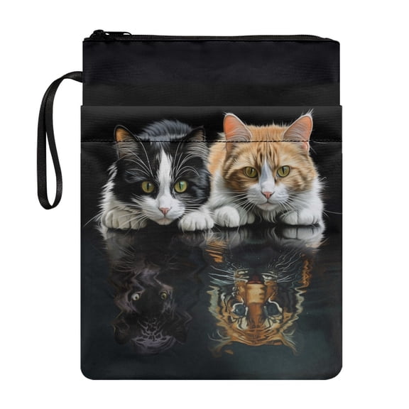 HELLHERO Cats Book Cover Sleeve Pouch with Pocket Polyester Christian Bag Bible Cover Lightweight Church Bag with Waterproof for Friend Classic - Book Lovers Gift