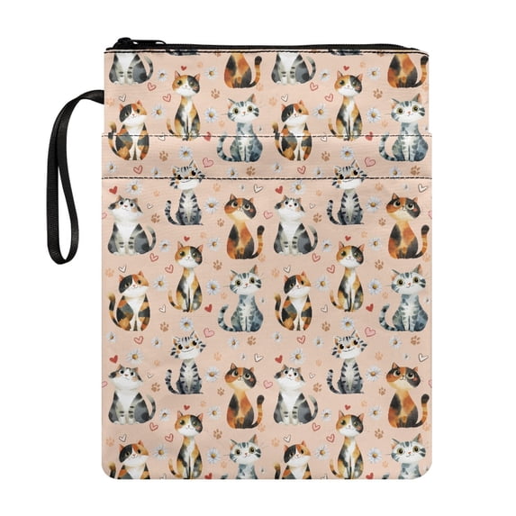 HELLHERO Cats Book Sleeve Protector Book Cover Carrying Case Polyester Zipper Carrying Book Case with Lightweight Reusable