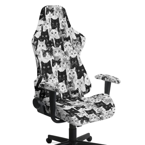 HELLHERO Cats Gaming Chair Cover with Armrest Covers for Office Home, Non-Slip Anti-Scratch Spandex Gaming Chair Covers Slipcovers