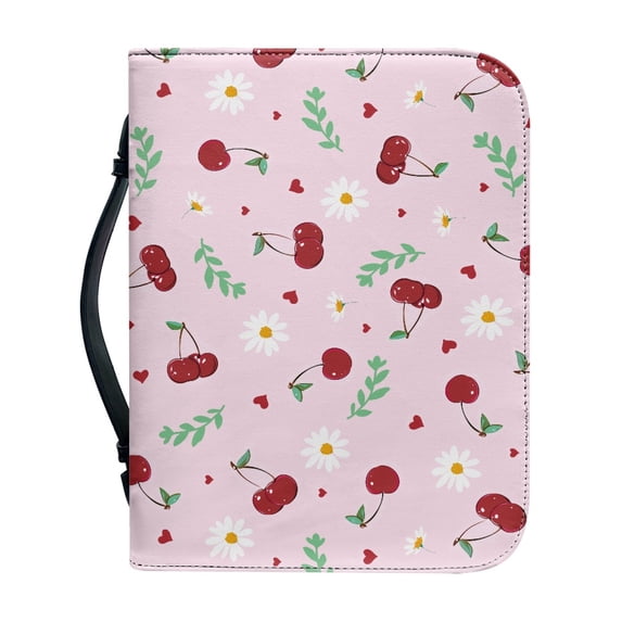 HELLHERO Cherries Bible Cover Protective for Church Outdoor Bible Study Christian Prayer, PU Leather Portable Bible Hand Bag