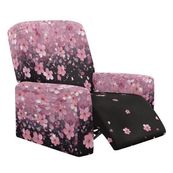 HELLHERO Cherry Blossom Pattern Design Furniture Shield for Single Sofa Chair, Side Pocket Brushed Recliner Chair Covers for Living Room Apartment Single Seat