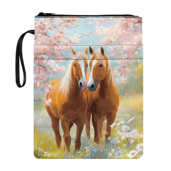 HELLHERO Cherry Blossom Pattern Gift Bible Case Bag with Handle Book Protection Polyester for Fater Paperbacks Hardcover Notebook Reusable Waterproof