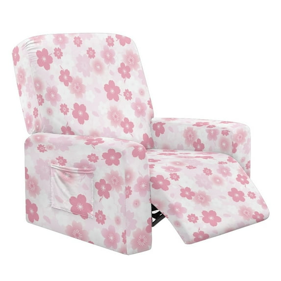 HELLHERO Cherry Blossom Print Recliner Chair Covers Lazyboy Recliner Couch Covers That Stay in Place Sofa Cover for Reclining Sofa, Pink