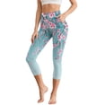 thumbnail image 1 of HELLHERO Cherry Blossom Printed Yoga Leggings for Women Athletic Workout Leggings High Waisted Yoga Capris with Pockets, XS, 1 of 7