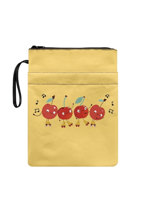 Cherry Roller Dance Zipper Pouch Book Organzoer Holder Polyester Fabric Washable Storage & Portability with Decorative Design Reusable