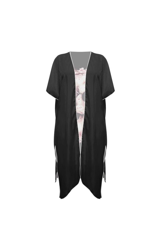 Cherry Skull Beach Cover Ups Polyester Loose Fit Free Size Beach Cardigan for Women