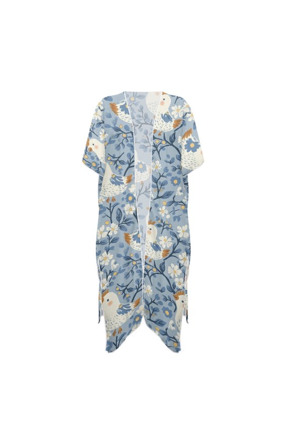 Chick and Daisy Pattern Bathing Suit Cover Up High Quality Fabrics Lightweight Free Size Long Kimono Swimsuit Cover Up for Women