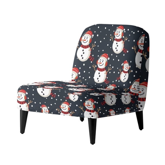 HELLHERO Christmas Armless Accent Chair Cover Featuring Cute Snowman Pattern, Stretch Elastic Bottom Anti Scratch Protector for Living Room Dining Room Hotel
