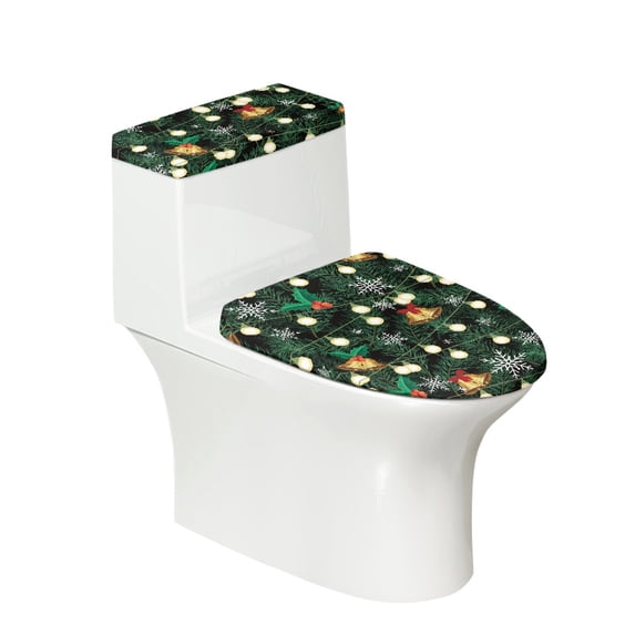 HELLHERO Christmas Bell Light Strip Toilet Seat Cover Universal 2 Pcs Set Machine Washable Reusable for Gift